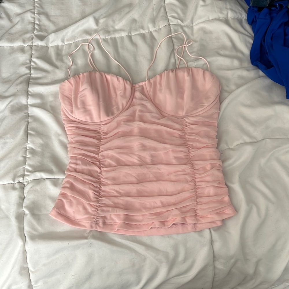 Pink corset like tank top